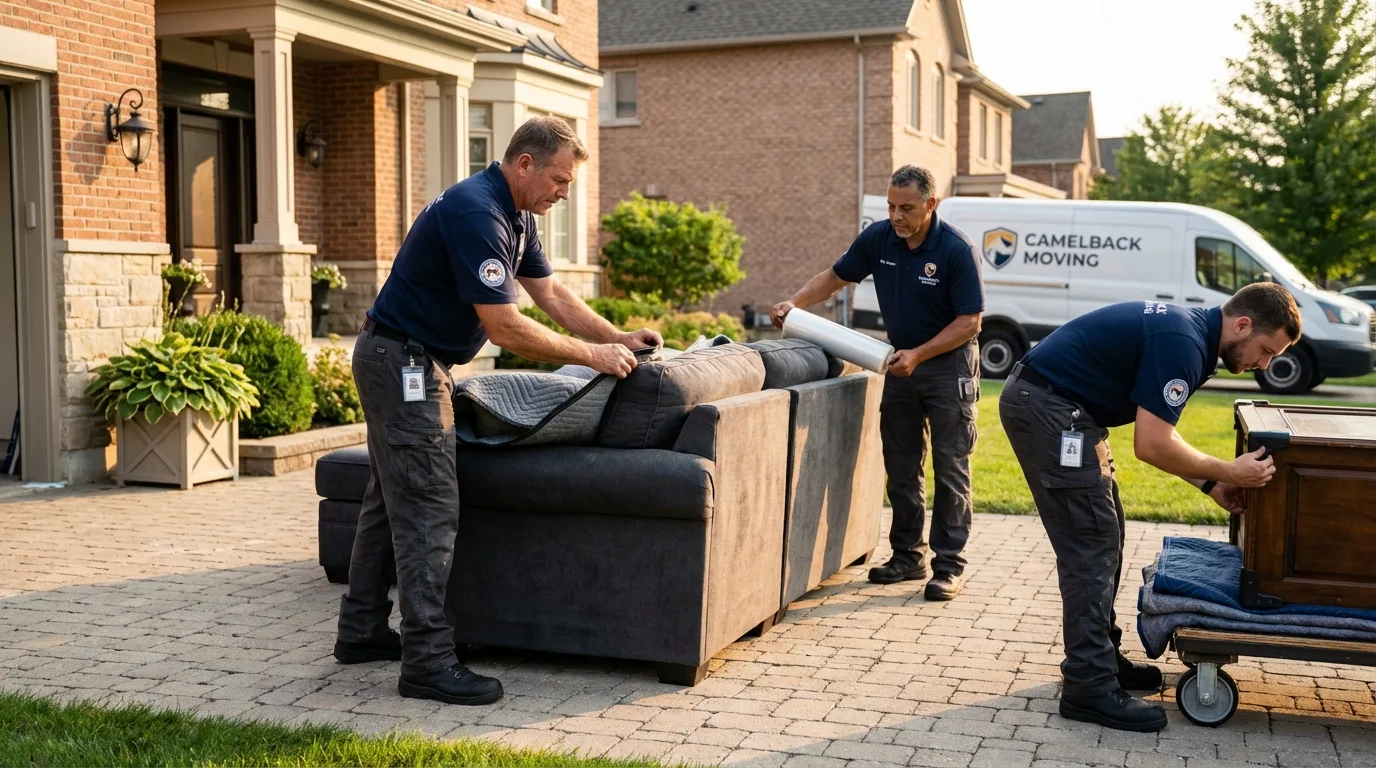 Large estate moving crew wrapping furniture in Nicollet, MN